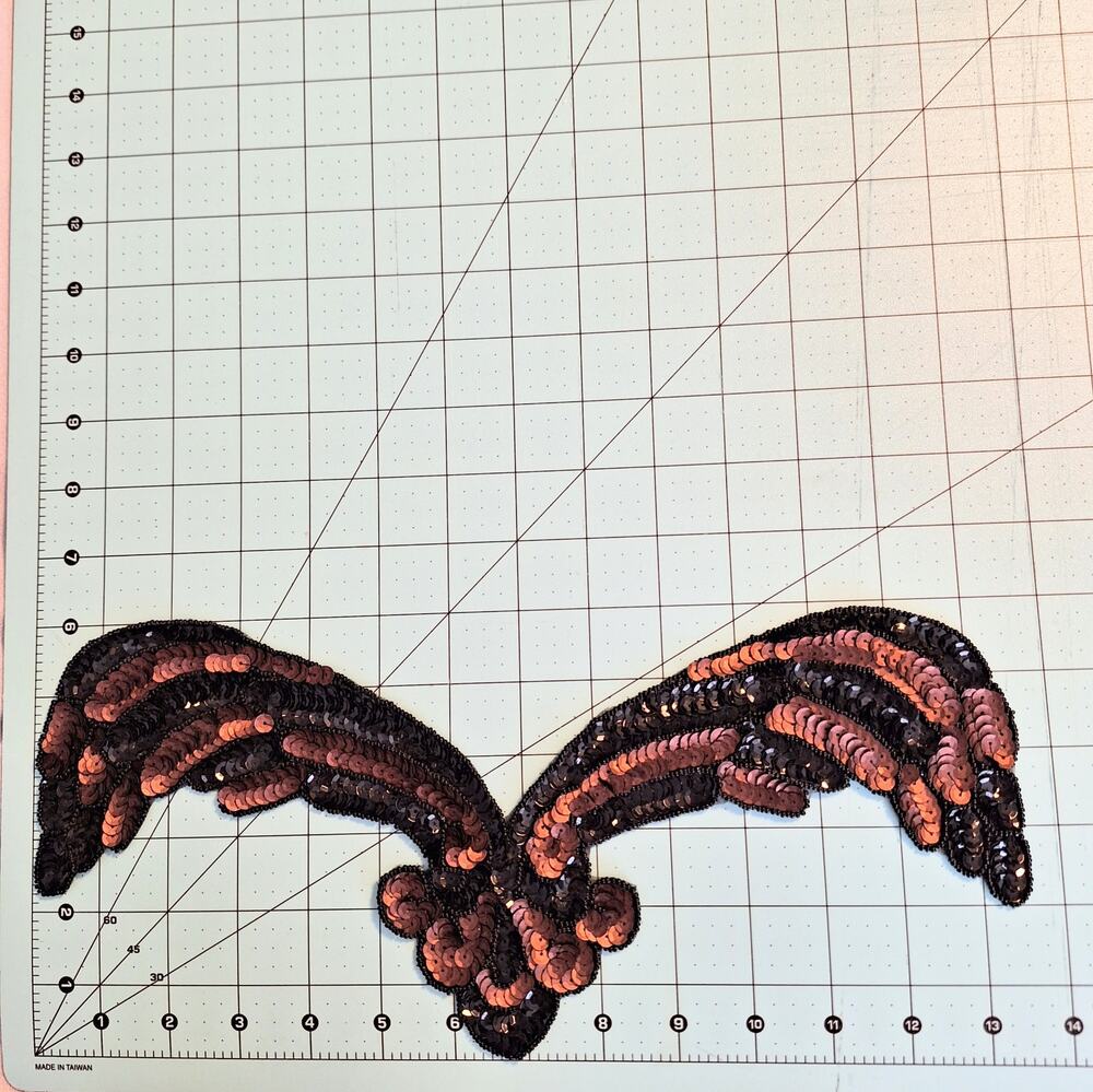 Bronze and black sequin and bead neckline applique